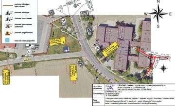 Mapa. Widok z lotu ptaka drogę. Na mapie zaznaczon znaki drogowe
